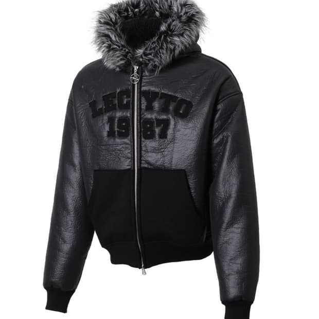 Trimming Bomber Hood Zip-Up_[Black]