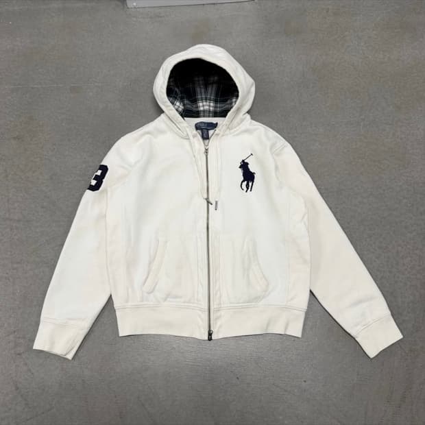 구해요) 폴로 빅포니 체크 후드집업 L / M