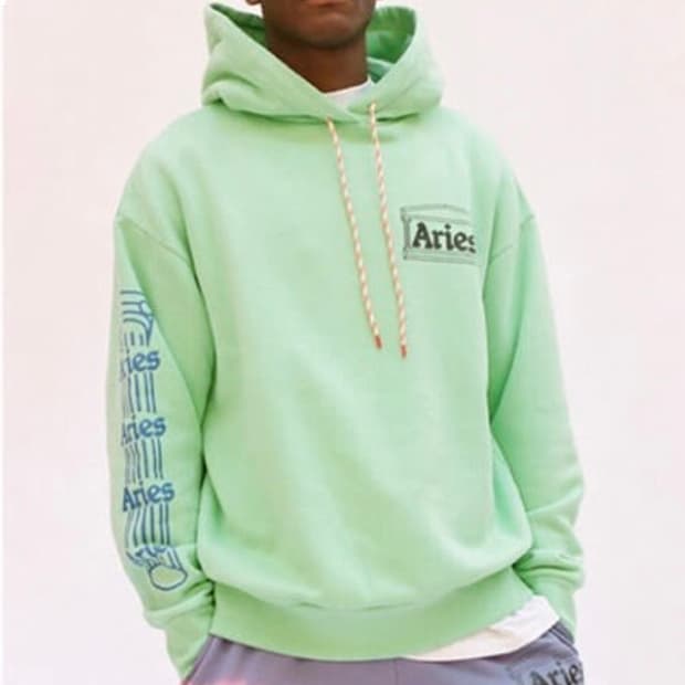 Aries 에리즈 연두색 후드티 S