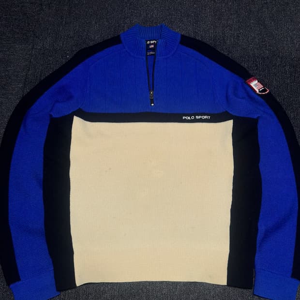 폴로 스포츠  성조기 하프 집업 니트 L사이즈