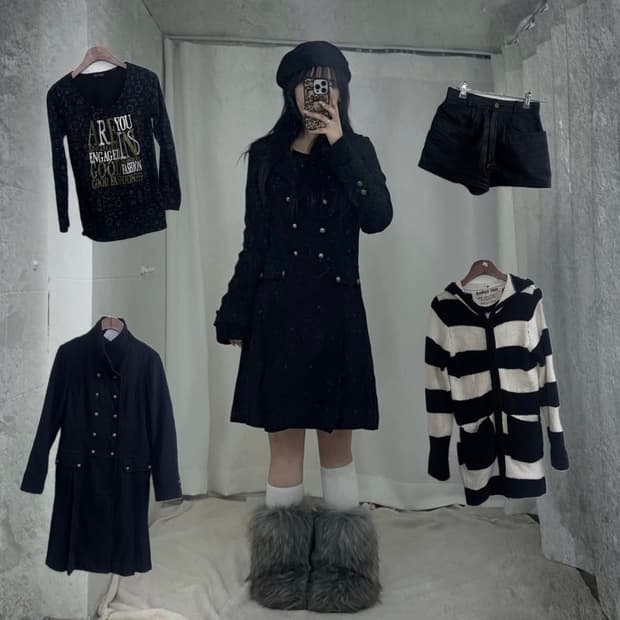 스트라이프 무채색 히메 니혼진 코디세트 