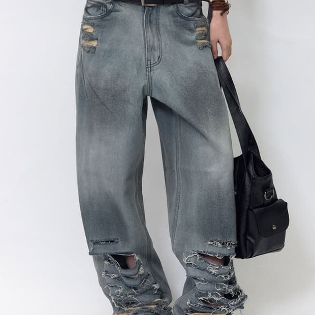 비엘알 Destroyed Vintage Oil Washing Denim