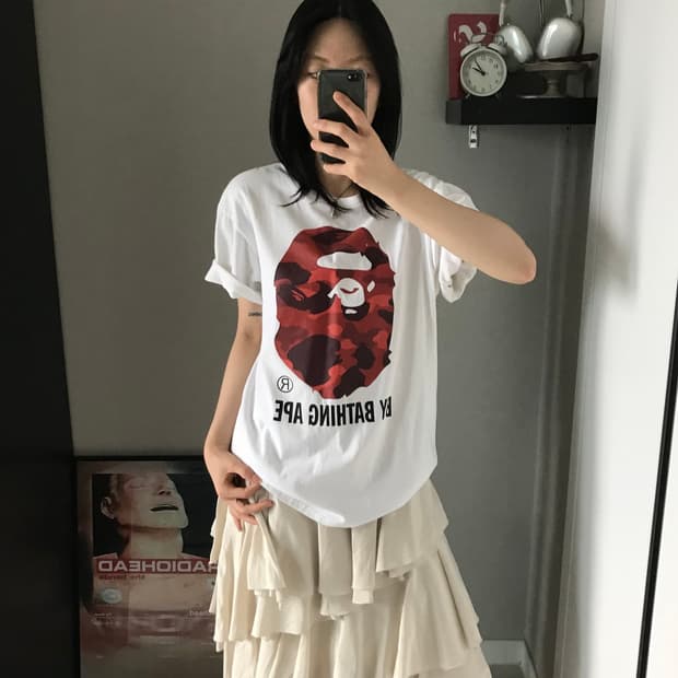 베이프 컬러 카모 바이 베이싱 에이프 티셔츠 화이트 