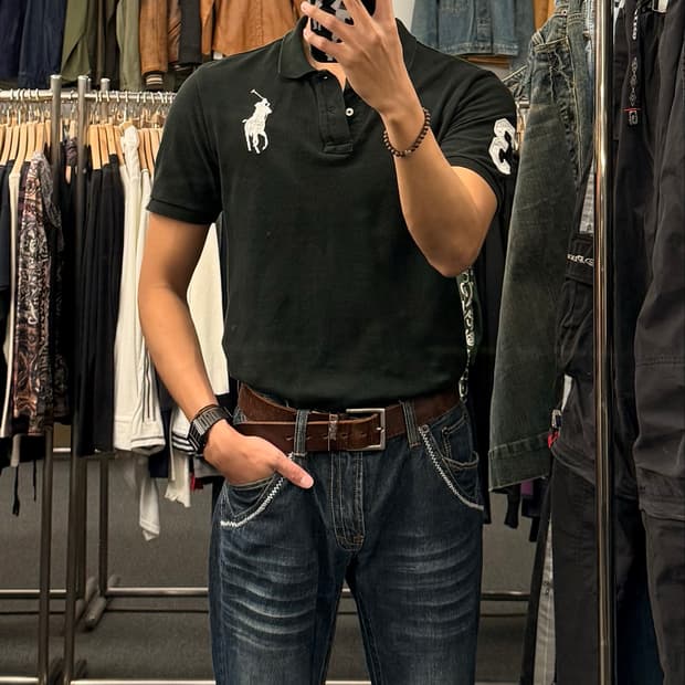 L)폴로랄프로렌 흰검 빅포니 피케 반팔