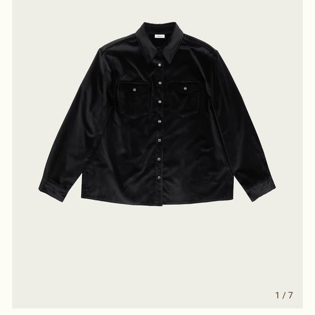 Ribbonbit 블랙 벨벳 셔츠