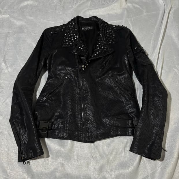 "By The R" Stud Detail Snake Skin Jacket