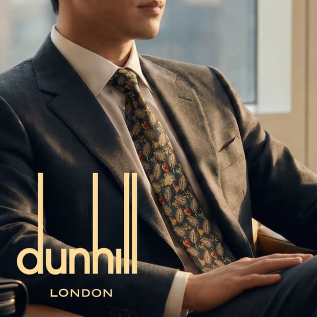 던힐 실크 다크네이비 과일 모티브 넥타이 9.9cm A+등급 K2195