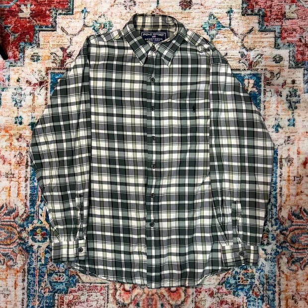 [L] 폴로 스포츠 포니로고 그린 체크셔츠