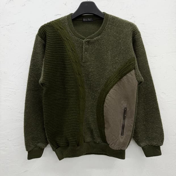 big way 믹스드 헨리넥 니트