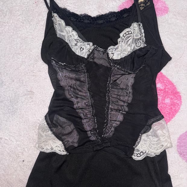 갸루빈티지 섹시 레이스 나시세트