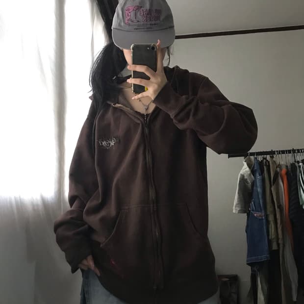 퀵실버 브라운 00s 후드집업