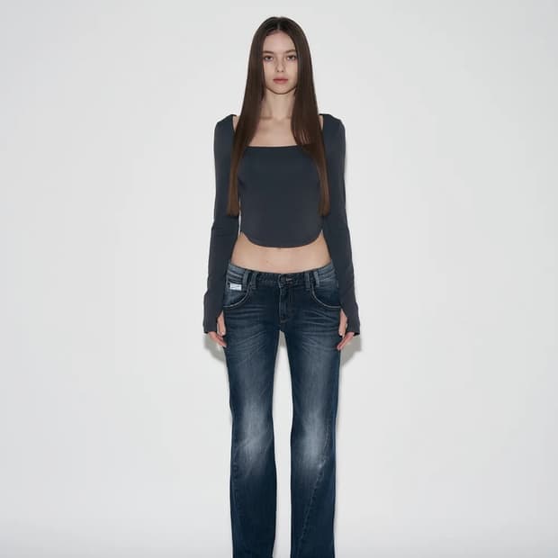 (구해요) 플노팔 25빈티지 워싱 부츠컷 데님 블루 S