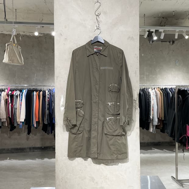프라다 스포츠 카키 유틸리티 카고 트렌치 코트