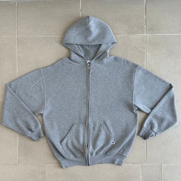 90s 빈티지 러셀 후드집업 그레이 L