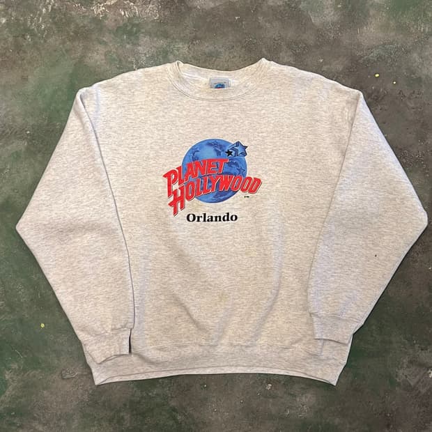 90's [XL] 플래닛할리우드 올란도 맨투맨 USA 메이드 빈티지 스웻