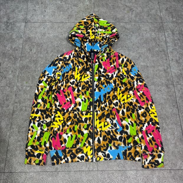 조이리치 레인보우 레오파드 후드집업