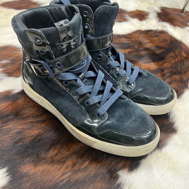 Balmain 에나멜 벨트 하이탑 스니커즈