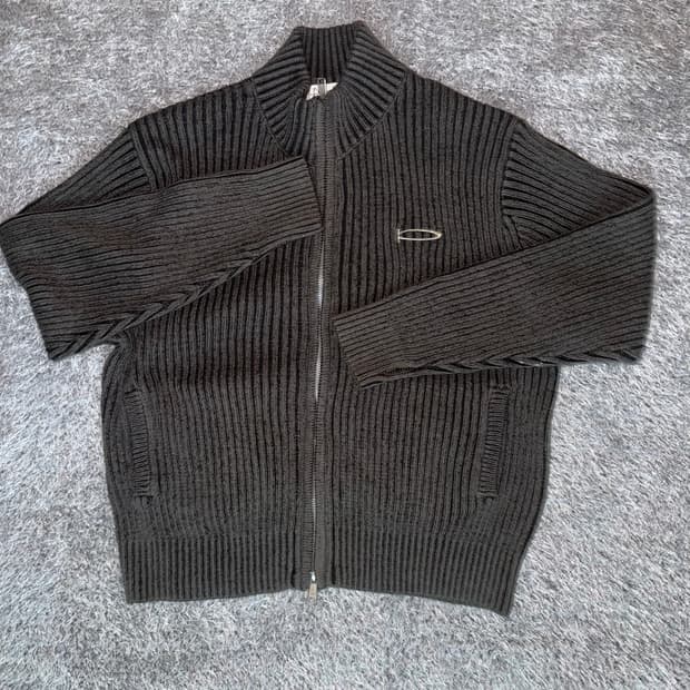 투웨이 니트 집업_ 차콜