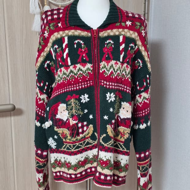 크리스마스 티아라 가디건 집업 빈티지