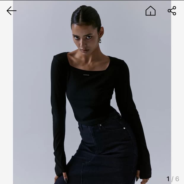 트리밍버드 스퀘어넥 핑거홀 롱슬리브