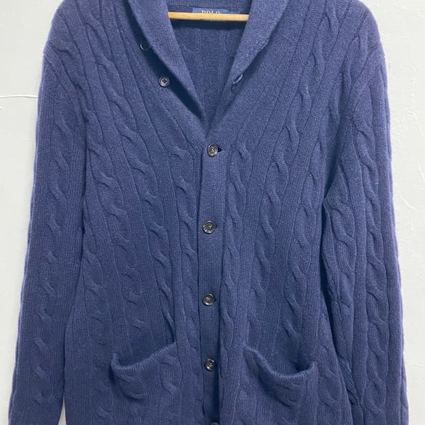 폴로 랄프로렌  숄카라 케이블 니트 가디건 L