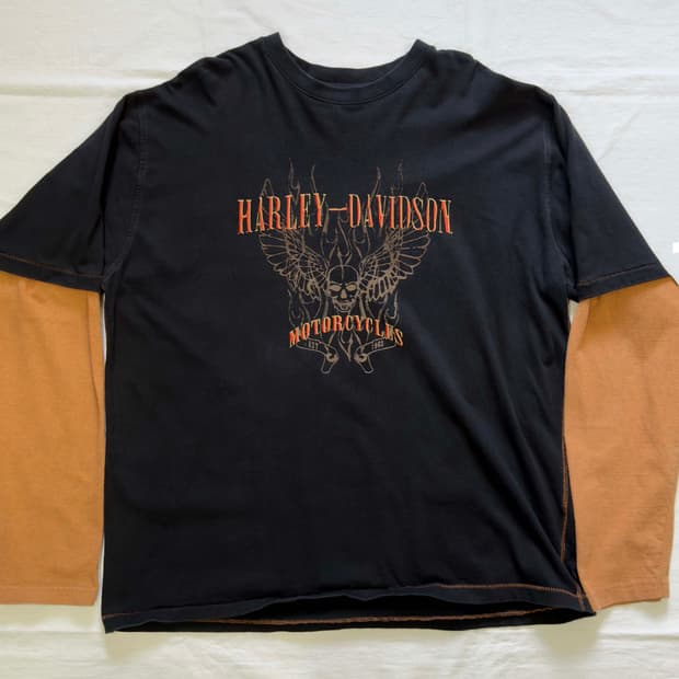 할리데이비슨 스컬  플레임 롱슬리브 긴팔 티셔츠