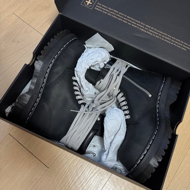 [uk9, 280] 닥터마틴 릭오웬스 쿼드 솔 스틸 토 부츠 블랙