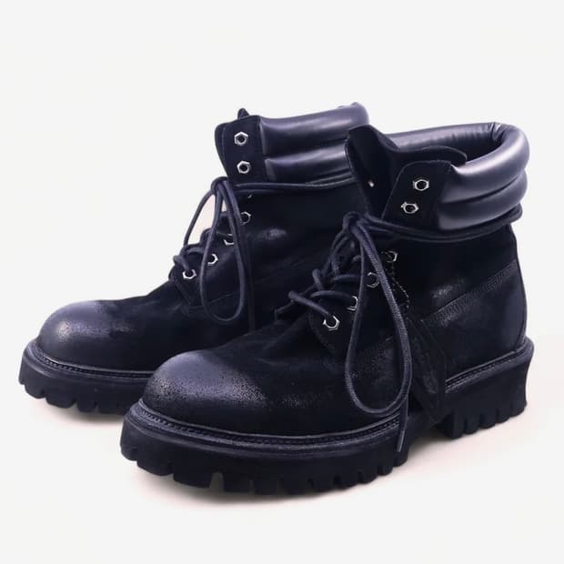 6.5cm 1990 코만도솔 스웨이드 부츠 블랙