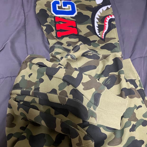 베이프 녹계 샤크후드집업 윈드스토퍼 XL
