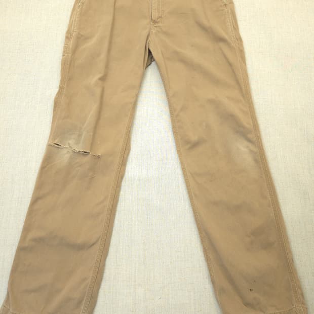 칼하트 카키색 데미지 워크 팬츠