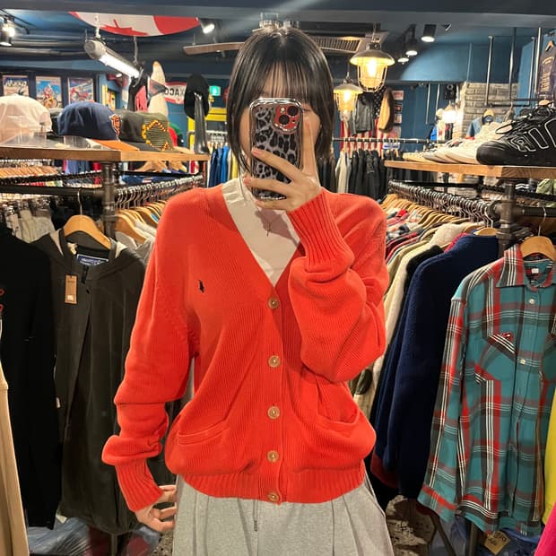 POLO 폴로 랄프로렌 오렌지 니트 가디건 