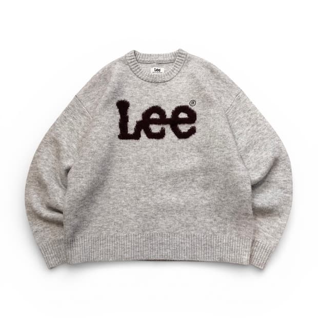 Lee 부클 빅로고 라이트 그레이 니트