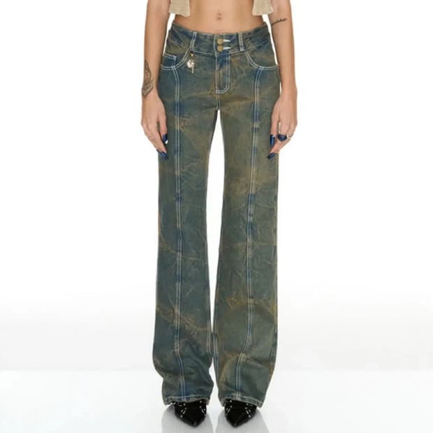 쎄쎄쎄 웨이브 스트레이트 청바지 S