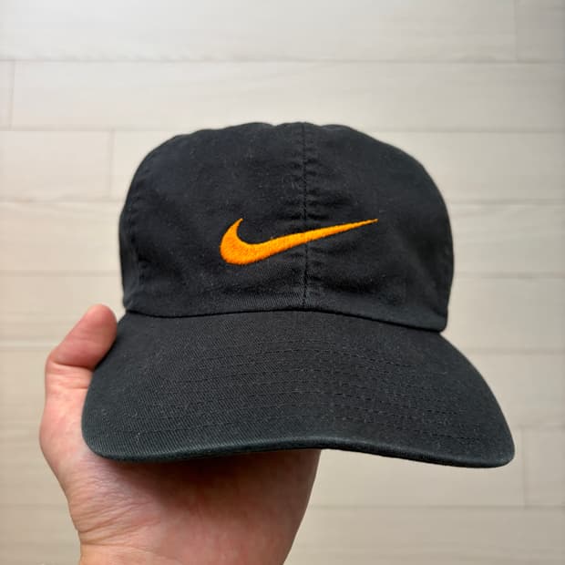 90s 올드 나이키 old nike 오렌지 스우시 블랙 볼캡