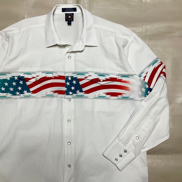 빈티지 팬핸들 성조기 나바호 웨스턴 셔츠