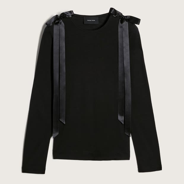 [M]시몬로샤 Bow Ribbon Tail 롱 슬리브리스 탑