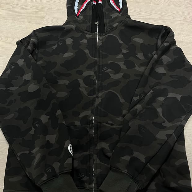 베이프 BAPE 샤크 더블 후드집업 블랙 XL