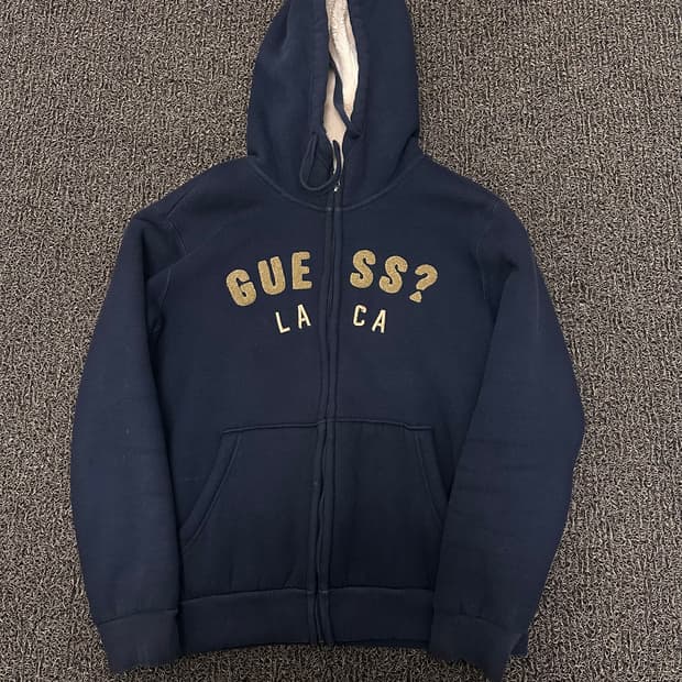 GUESS 게스 털 후리스 후드집업 네이비 95(M)