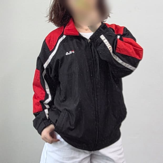 [프립] 150 휠라 바람막이 점퍼 블랙 레드