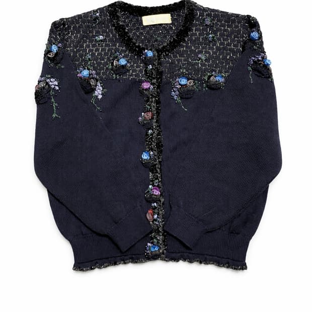 JPN 90s 일본 빈티지 y2k 모리걸 플라워 비즈 프렌치 가디건
