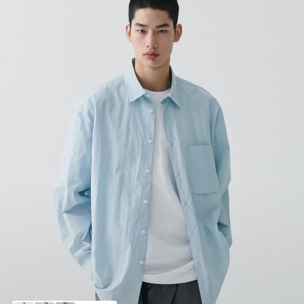 [M] 무신사 스탠다드 시티레저 CN 오버사이즈 셔츠 블루