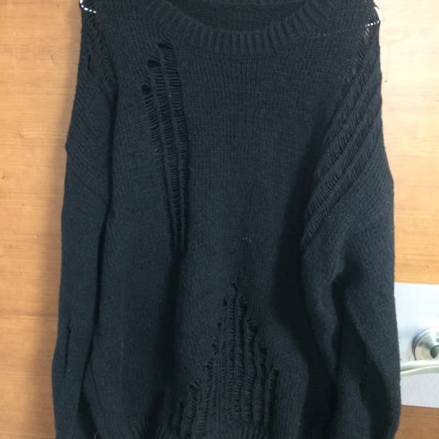 그런지 데미지 검정 니트