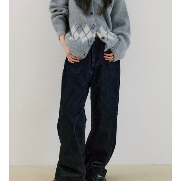 오피쉬 OAFISH 와이드 벨벳 데님 팬츠 블랙