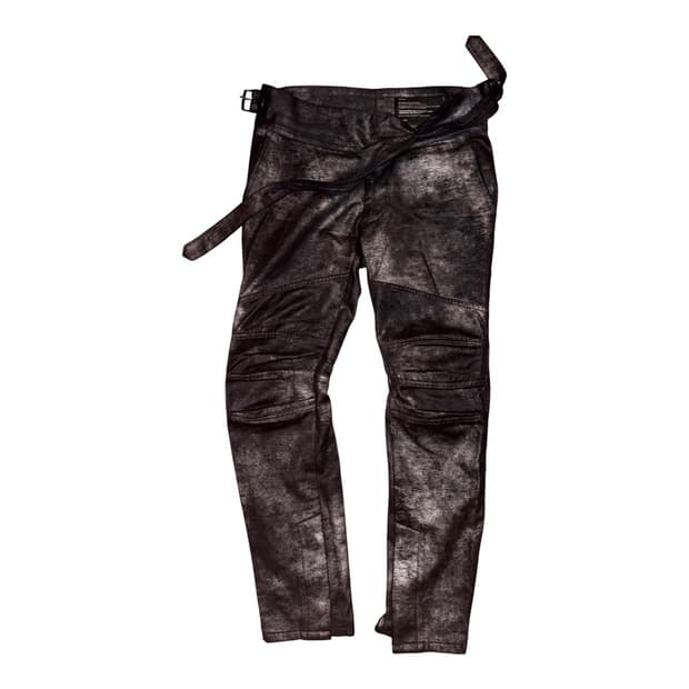 Julius 07fw 코팅 랩 바이커 팬츠