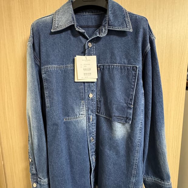 우영미 엠보싱 백로고 데님 셔츠 블루 - 22SS 46사이즈