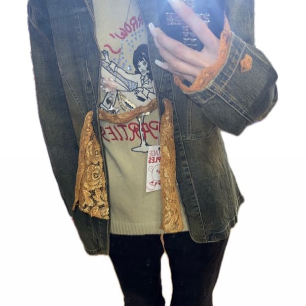 레이스 데님자켓
