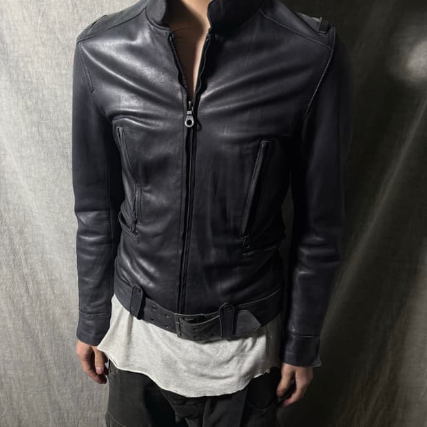 GalaabenD High Neck Leather Rider Jacket