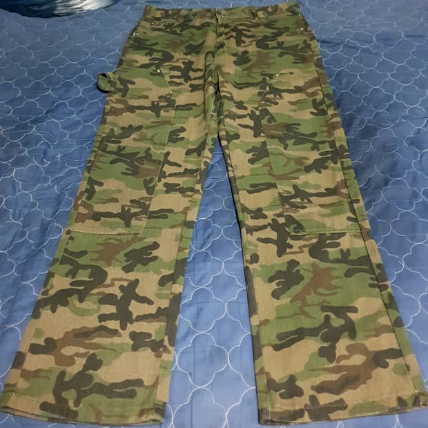 (보세) 밀리터리 카모 더블니 카펜터 팬츠 카키 (33)