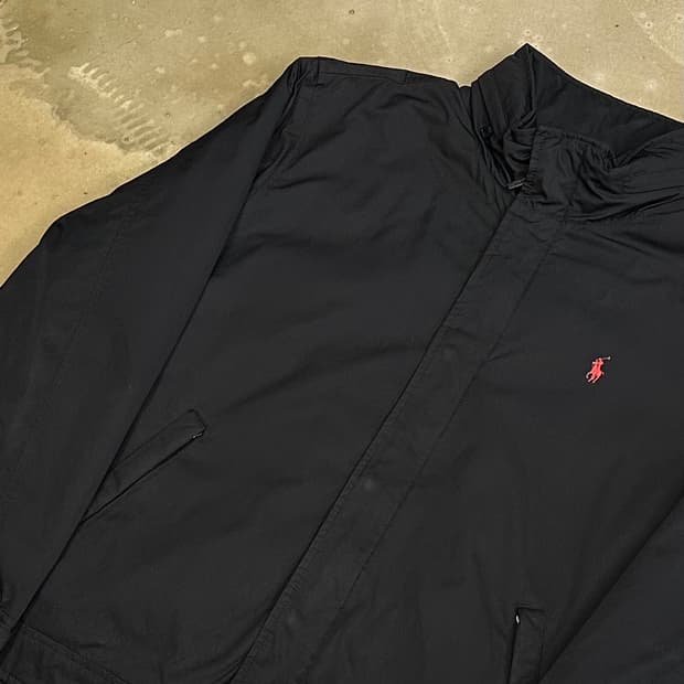 L 폴로랄프로렌 내장후드 블랙 폴리쉘 페리 자켓