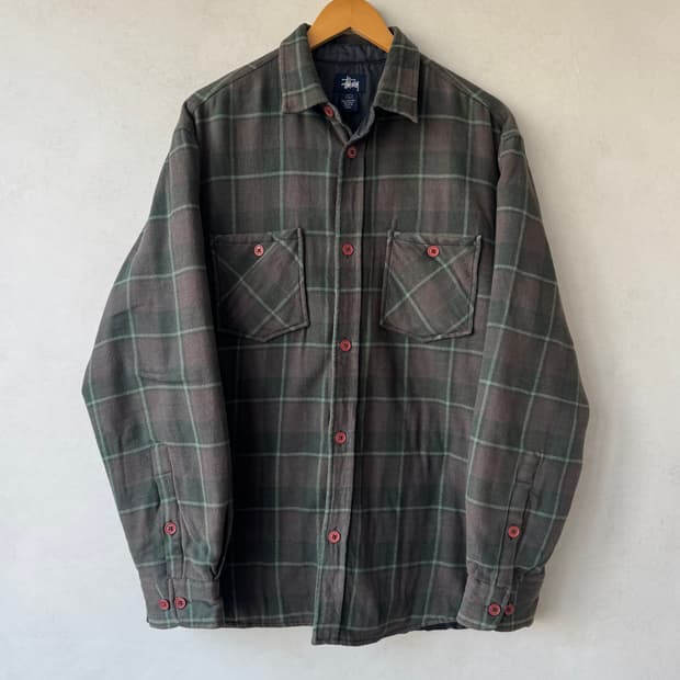 00s 스투시 라인 체크 셔츠 자켓